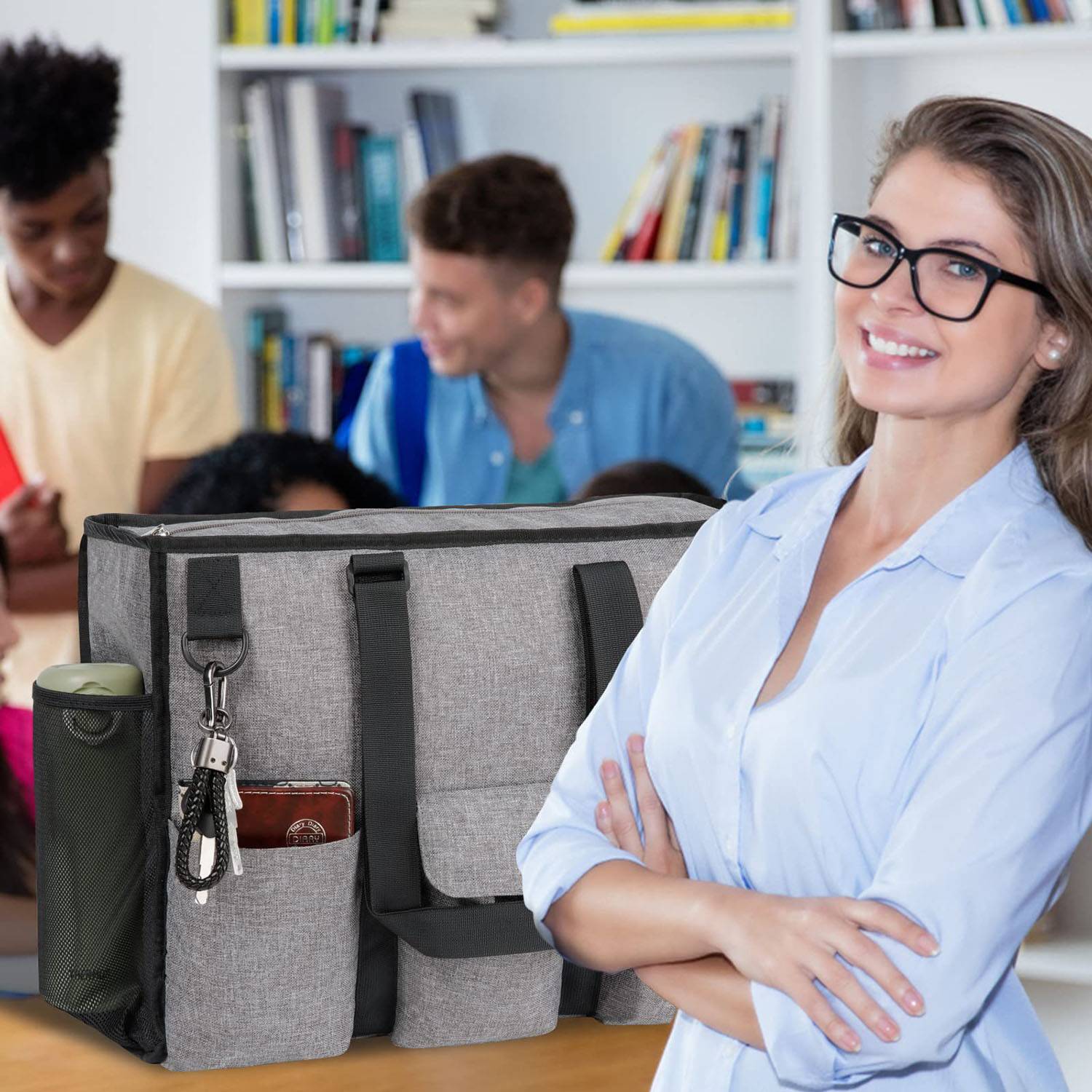 Women Large Waterproof Tote Bag w/ 12 Pockets 5