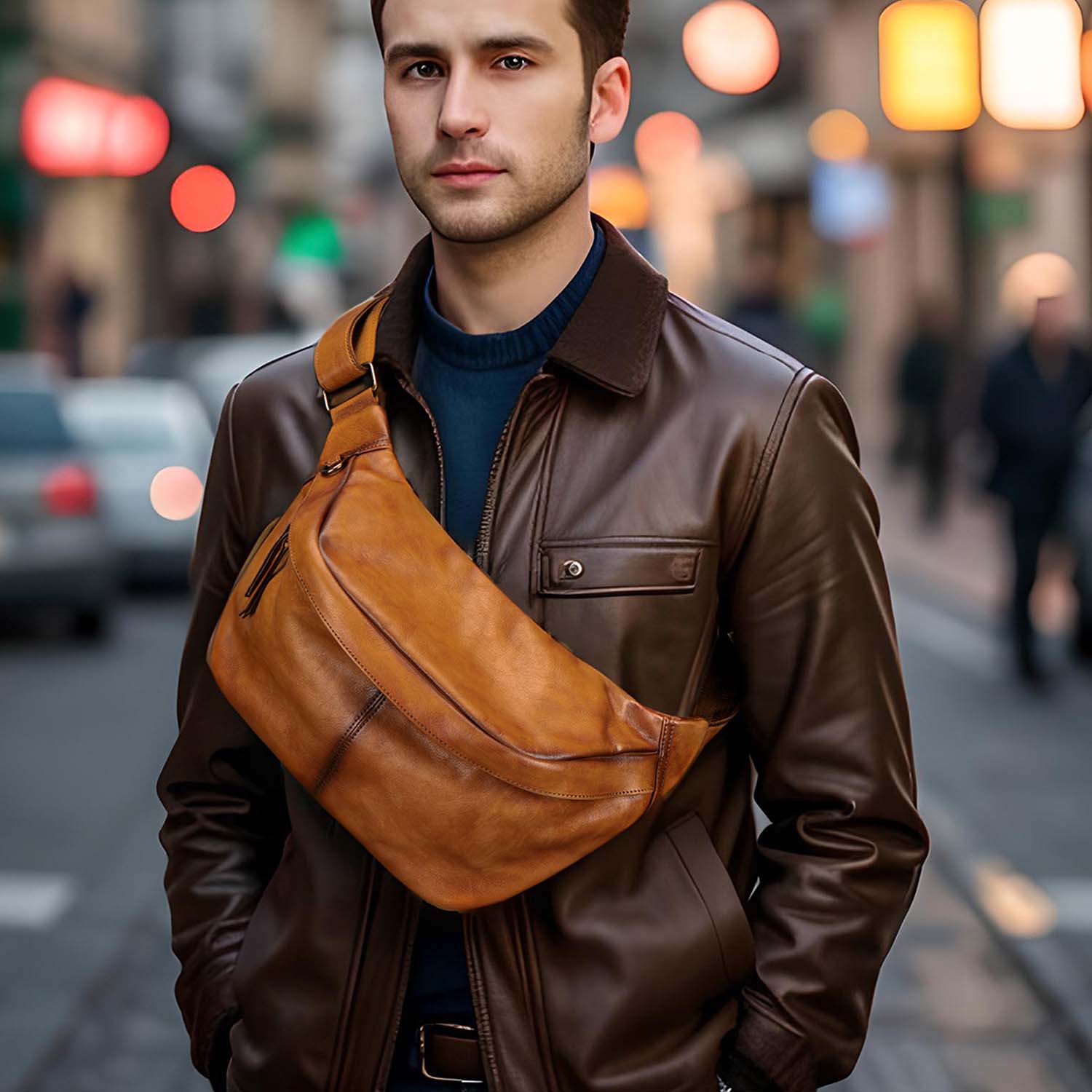PU Leather Men's Shoulder Crossbody Bag 3