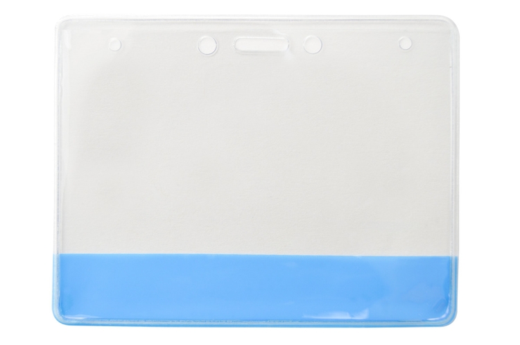4.00" W x 3.00" H - Horizontal Clear Vinyl Badge Holder with Colored Bar (Blank) 7