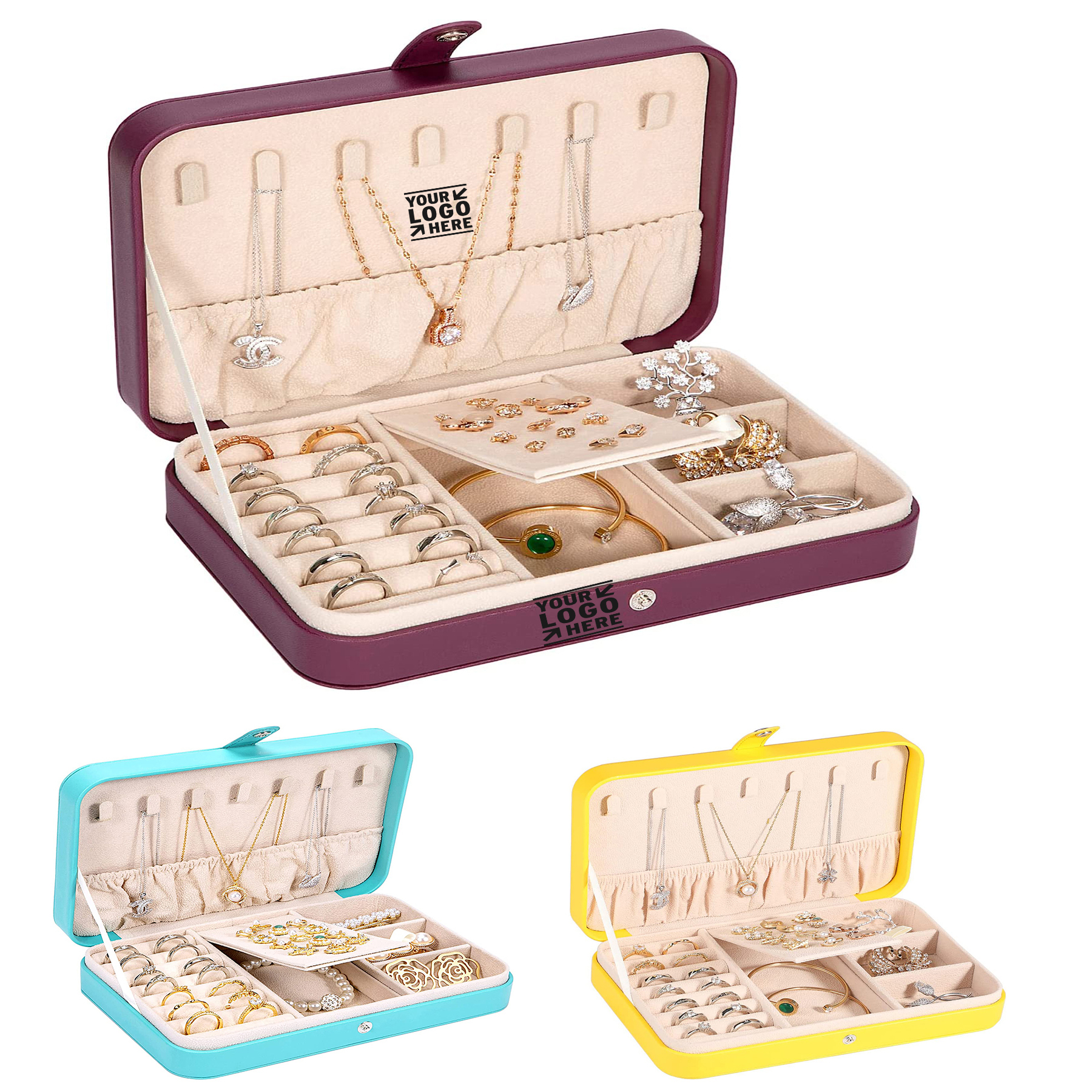 PU Leather Travel Jewelry Organizer Case 2