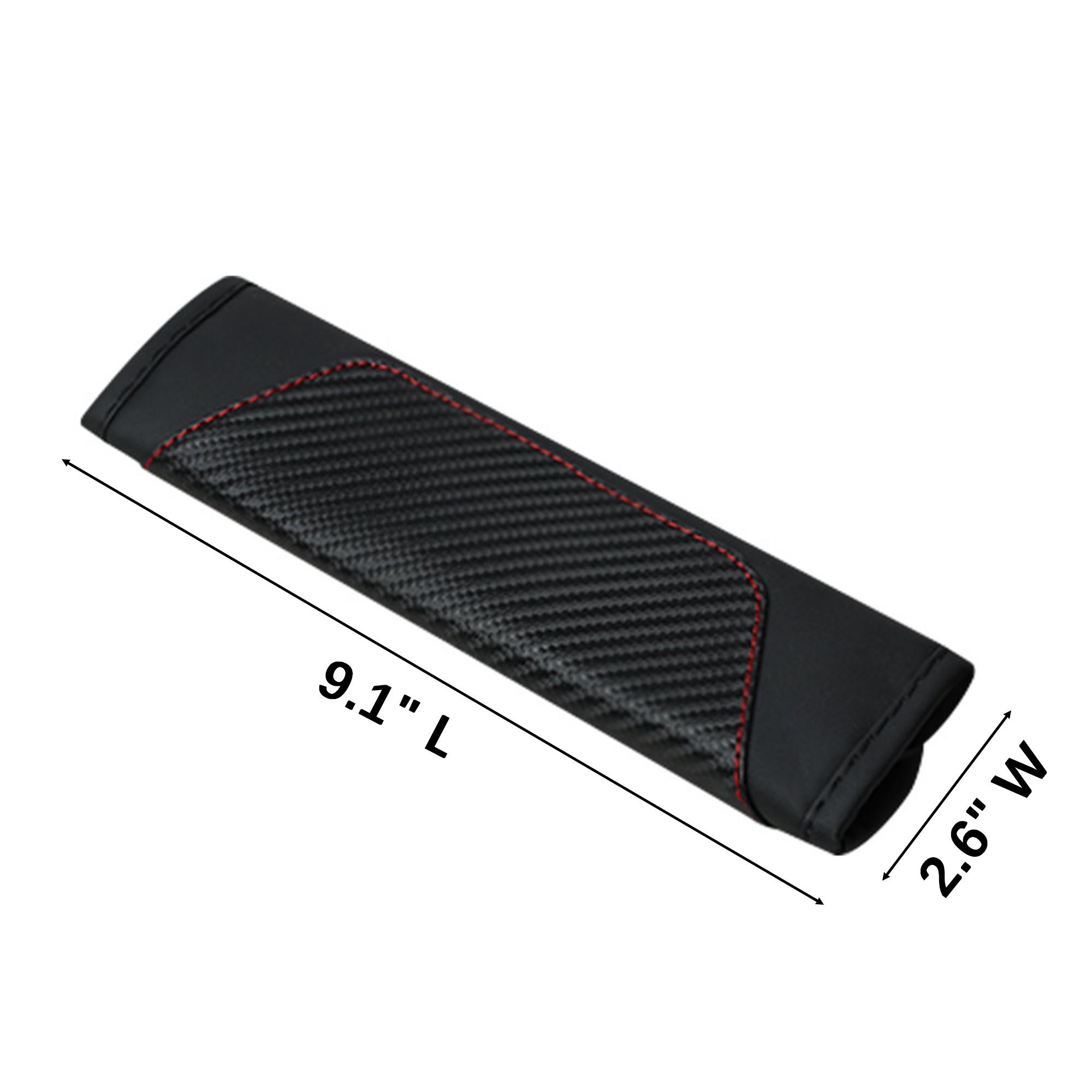 Carbon Fiber Leather Seat Belt Shoulder Pad 9.1" x 2.6" 5