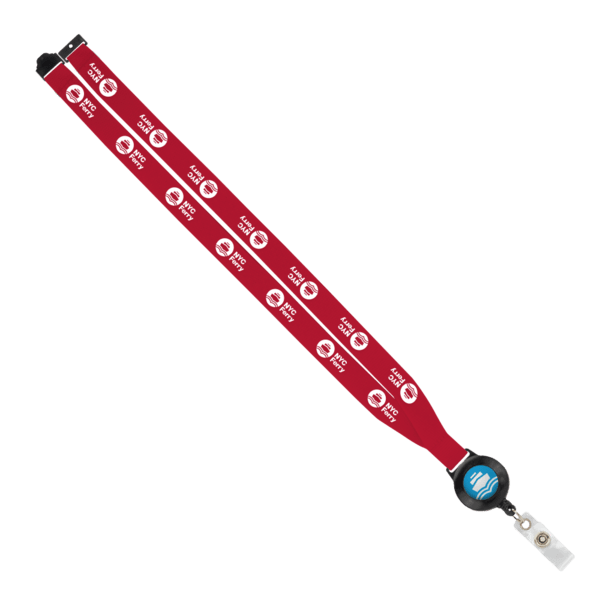 IMPORT 3/4" Polyester Lanyard with Retractable Badge Reel and IPH7 back of neck convenience release. 115