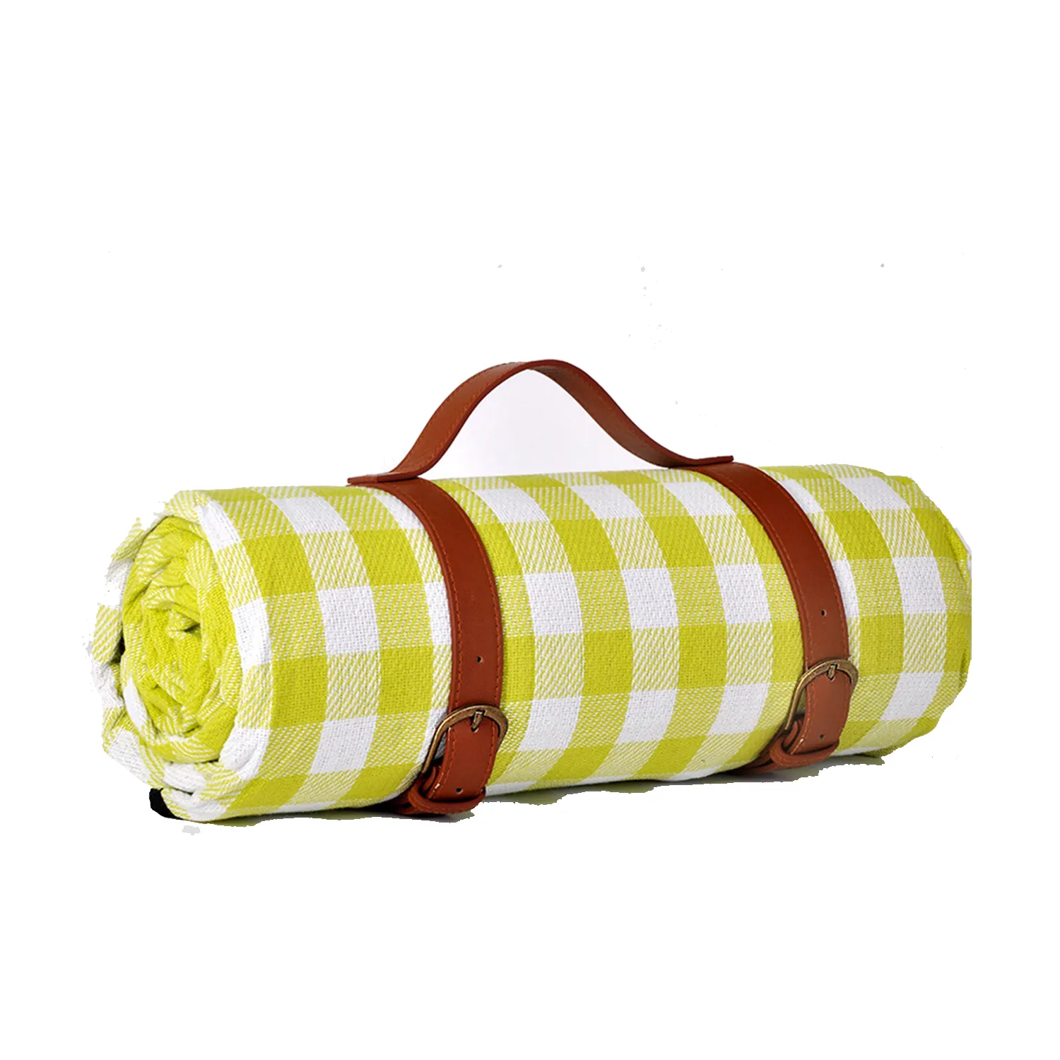 Plaid Picnic Mat With Leather Strap 9