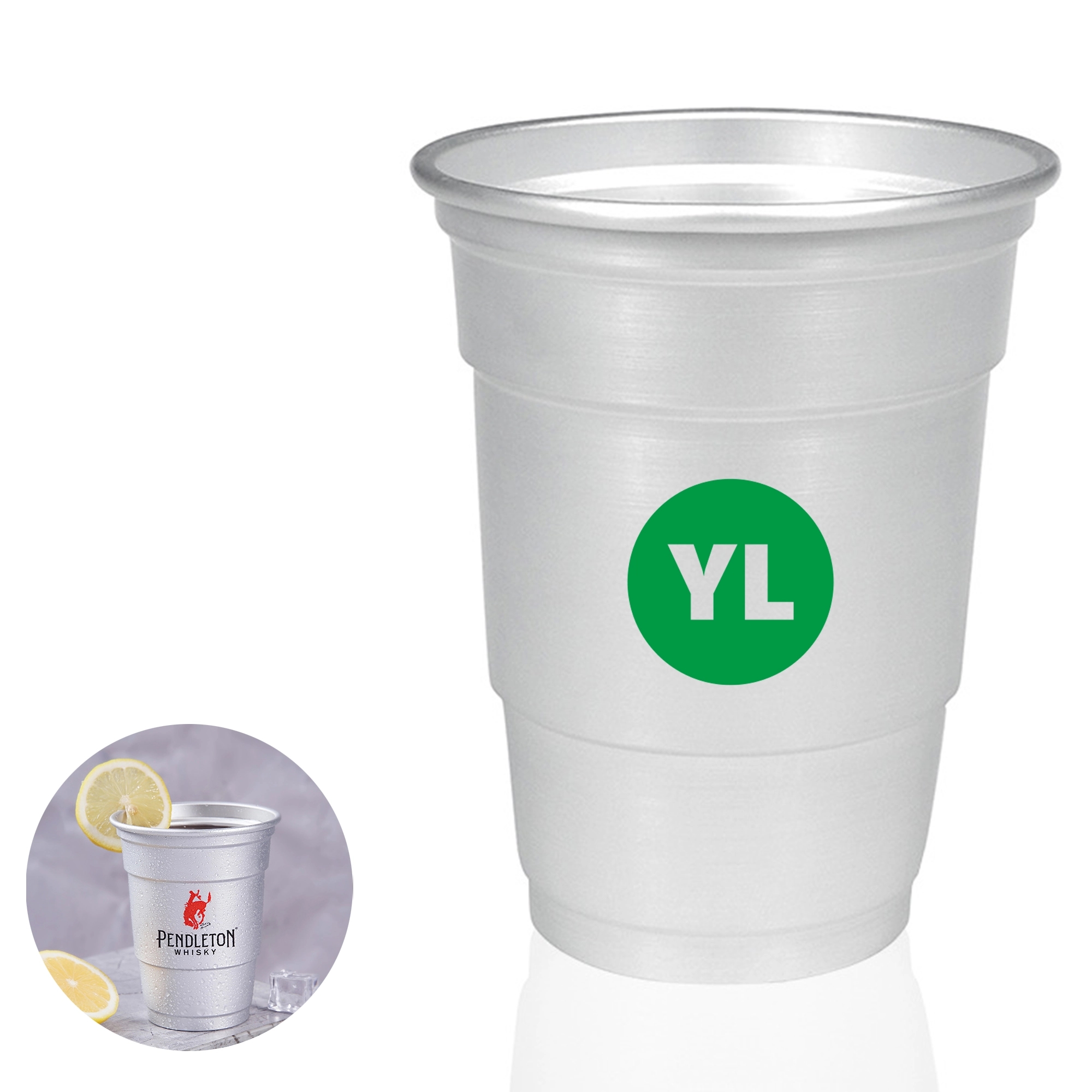 16oz Aluminum Cup 1 Color Imprint MOQ100