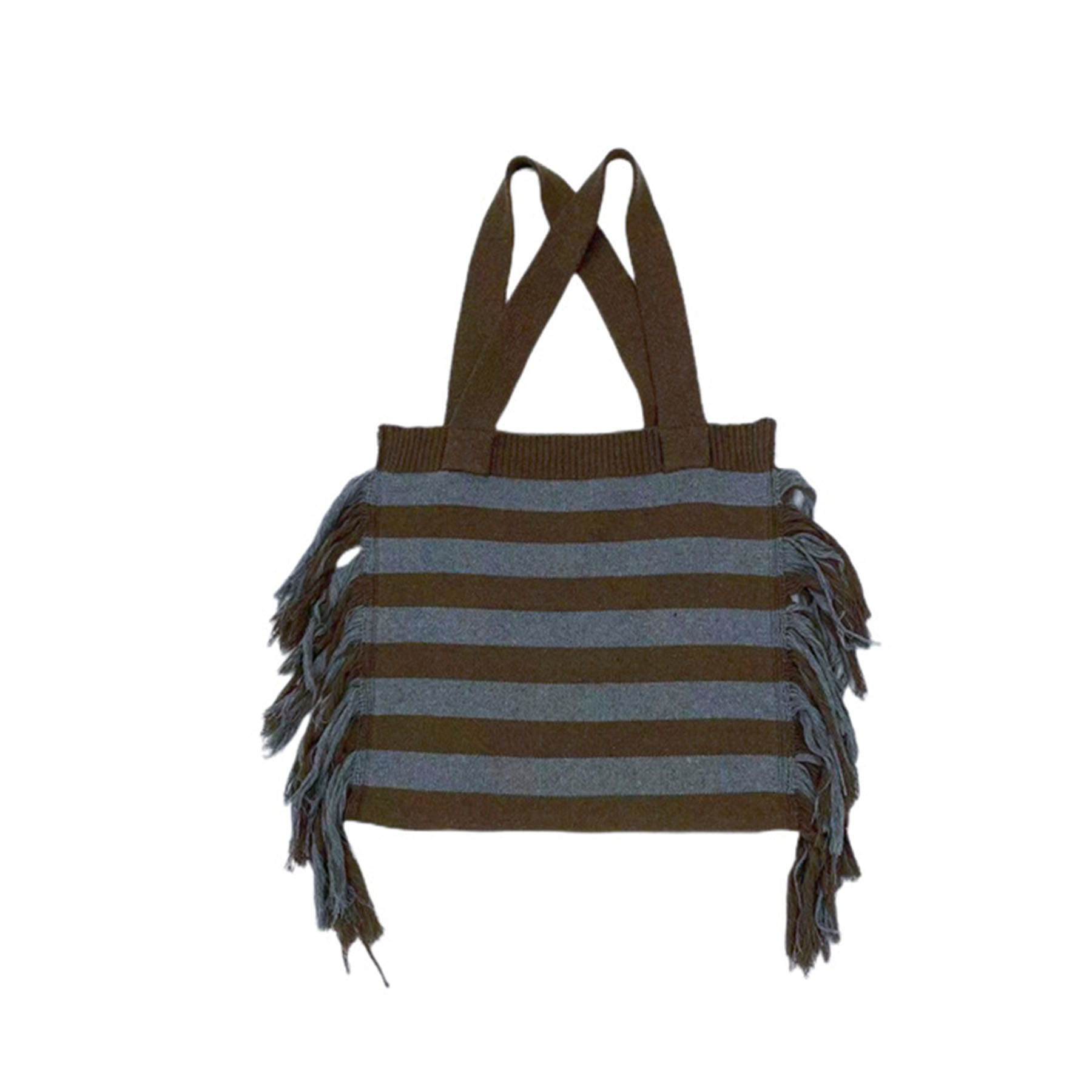 Polyester striped knitting tote bag, custom tote bag with logo imprint 4
