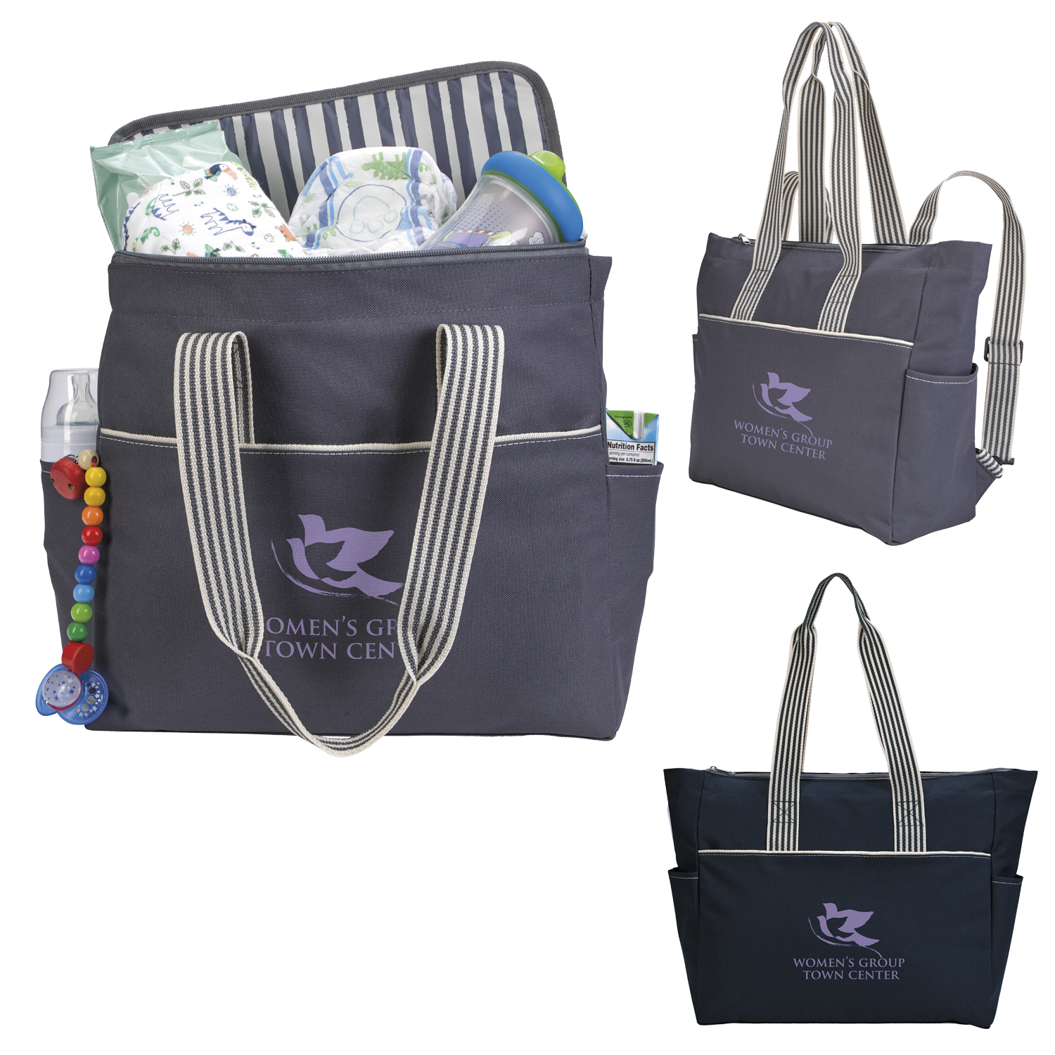 Atchison® Stripe Diaper Tote-Pack 4