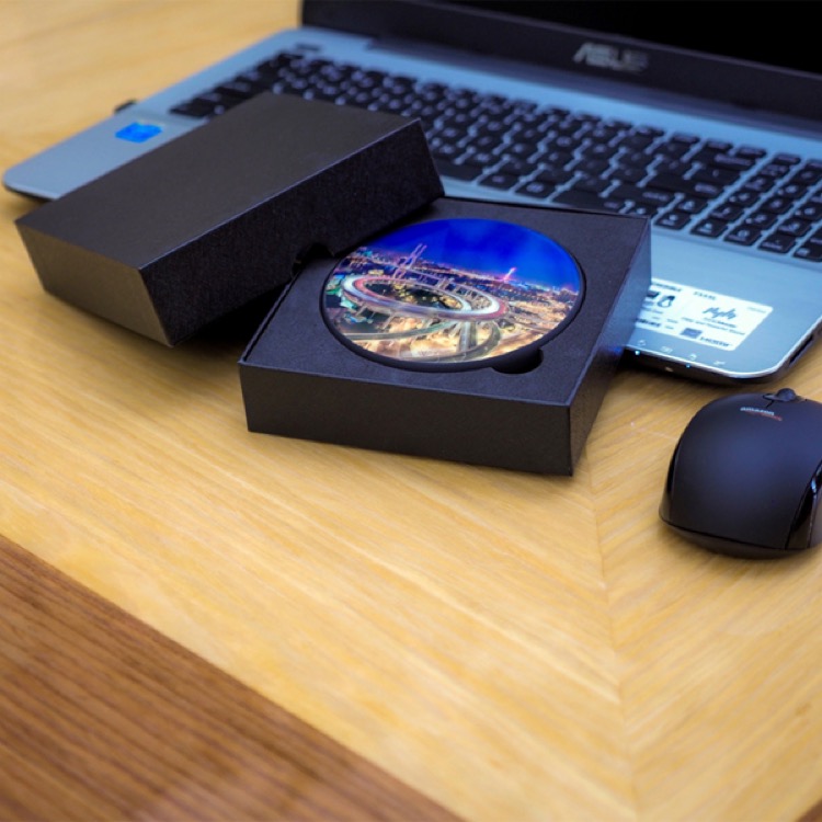 Logo Bright Glass Wireless Charger with Gift Box 5