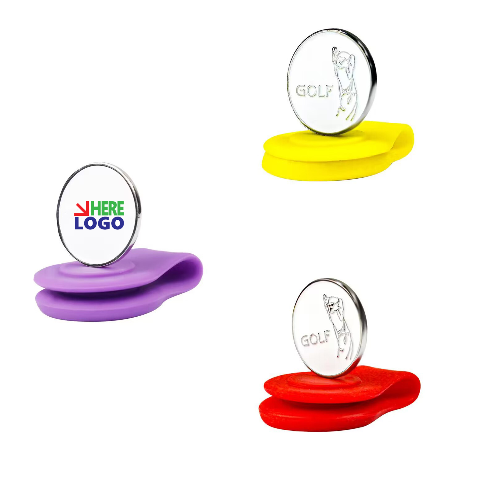 Full Color Silicone Golf Ball Marker Hat Clip Strong Magnetic 1