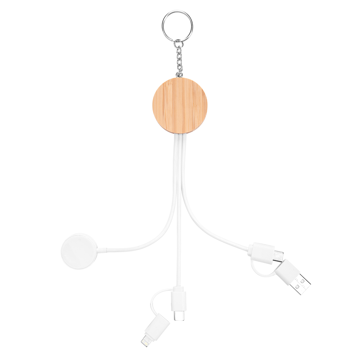 10W Bamboo Multi-Charging Cables Keyring With Watch Dock 2