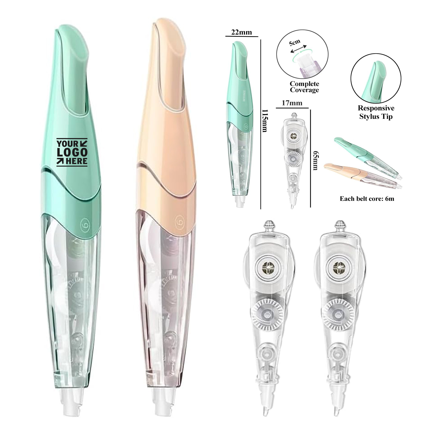 Office Supplies Retractable Refillable Aesthetic Cute White Out Correction Tape Pen 2