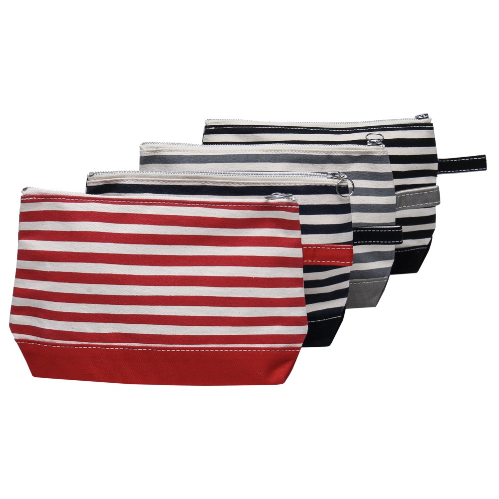 12 Oz. Medium Weight Canvas Stripe Makeup Bag 12