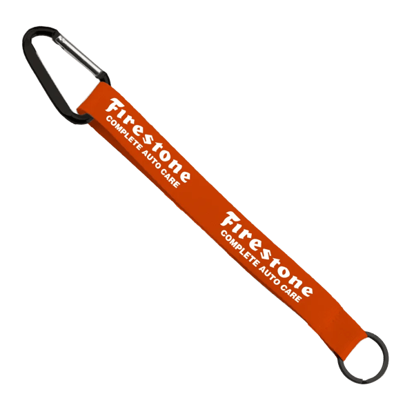 3/4" Sewn Polyester Keychain with Metal Split-Ring and Carabiner 112