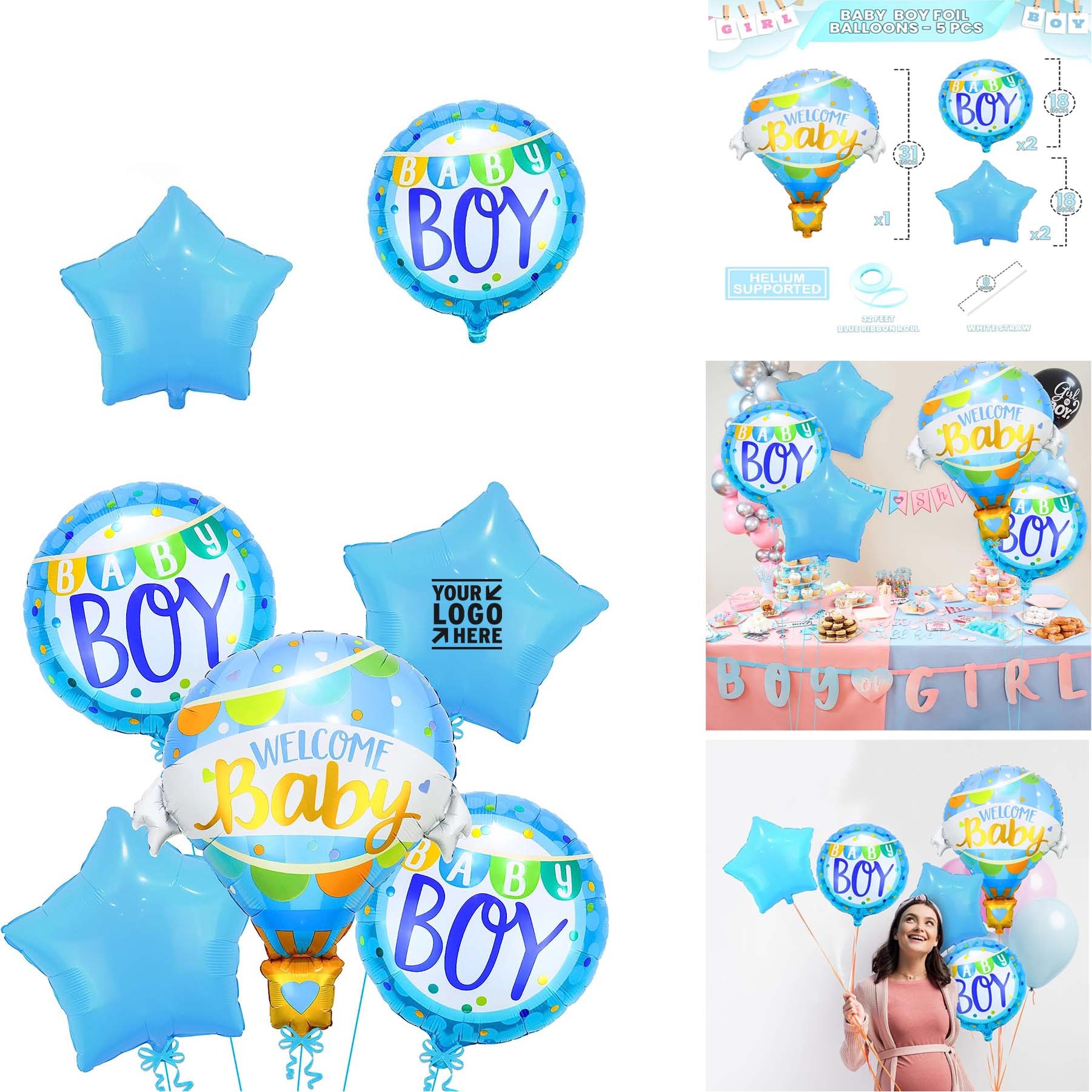 Welcome Baby Boy Indoor Decoration Balloon Set 2