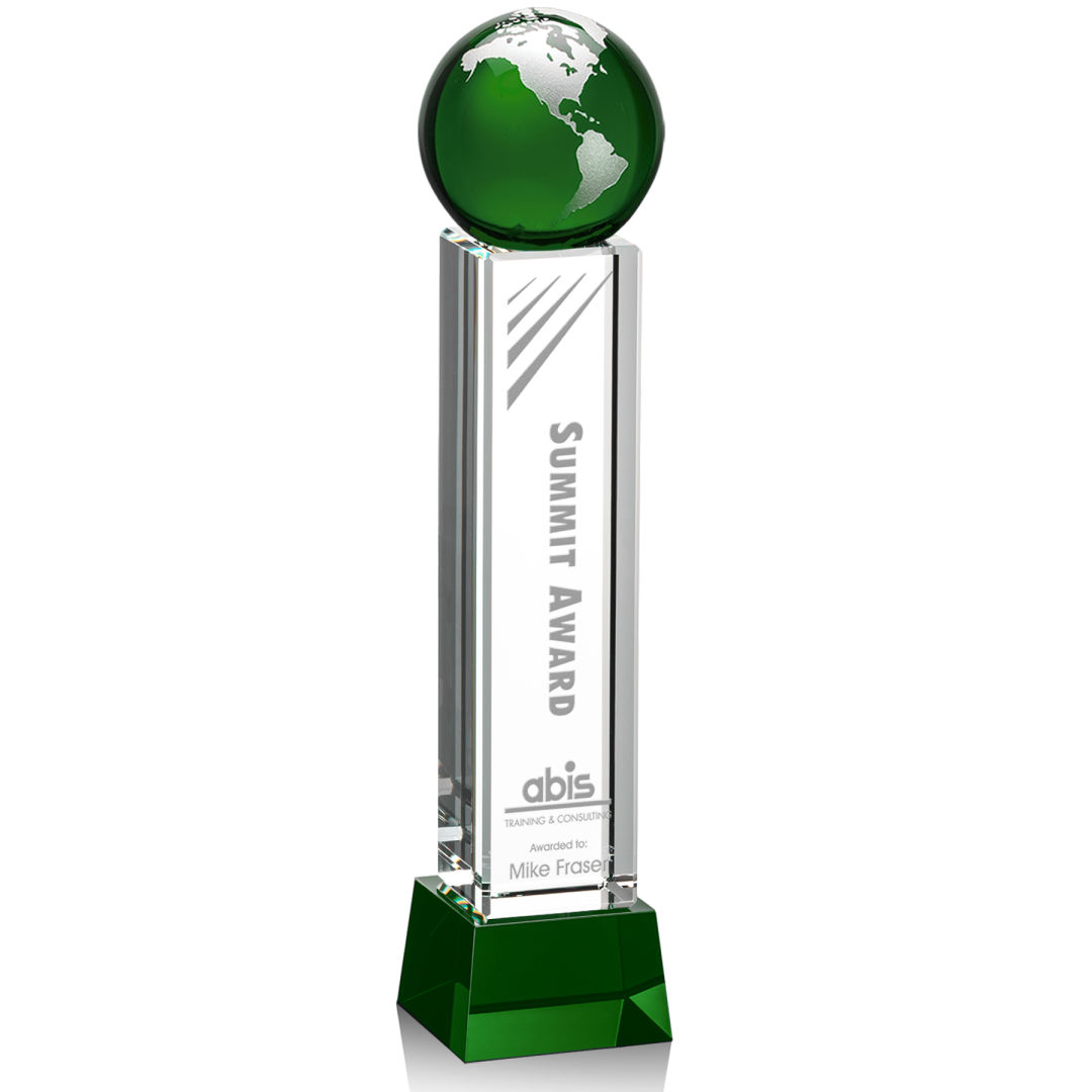 Luz Globe Award on Base - Green/Silver 7