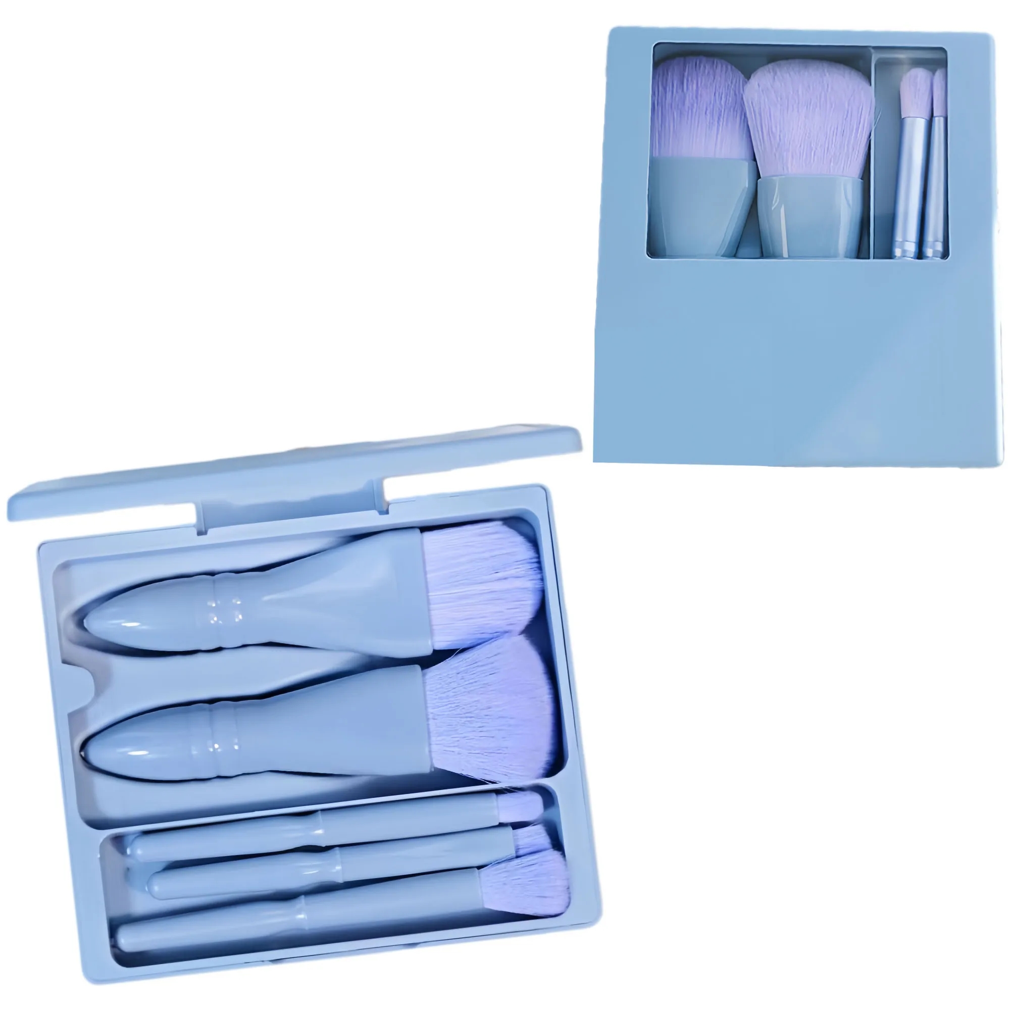 Portable 5-Piece Makeup Brush Set With Mirror 2