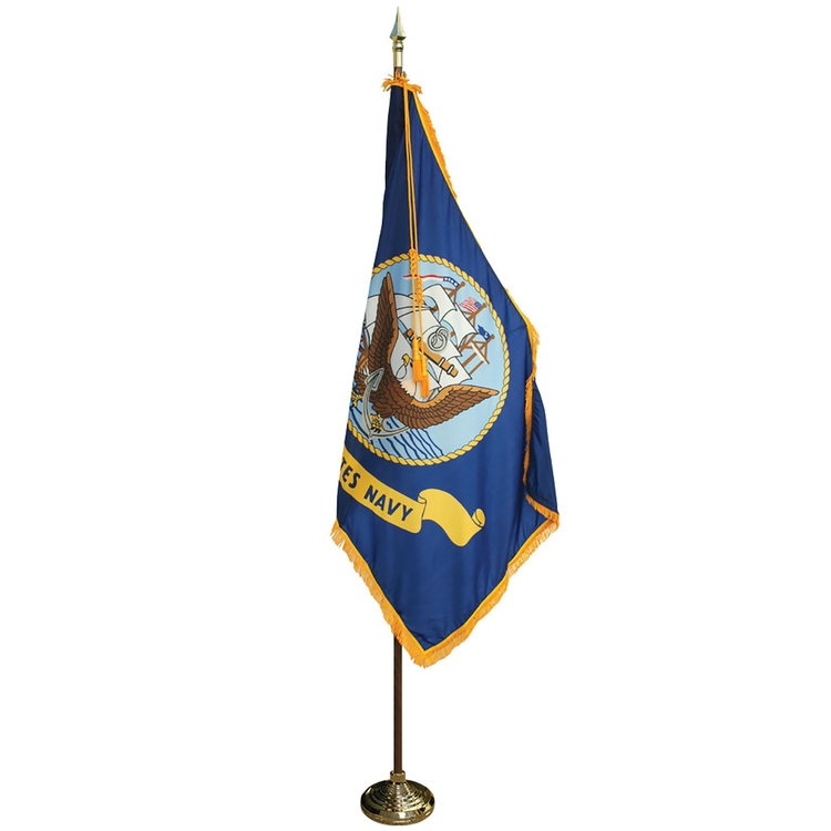 7' Pole & 3' x 5' Flag - Navy Indoor Presentation Set 2