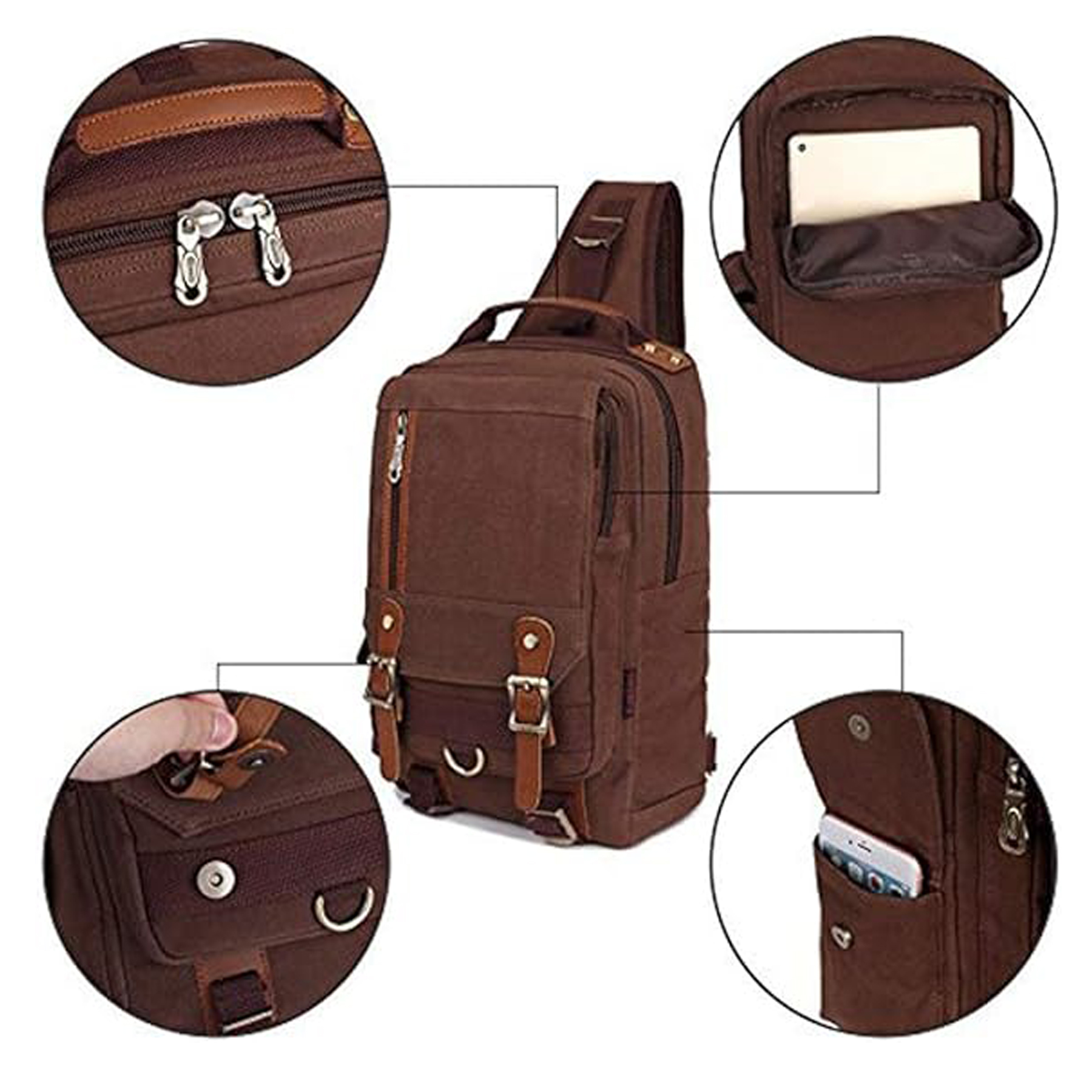 Travel and Hiking Canvas Sling Backpack 7