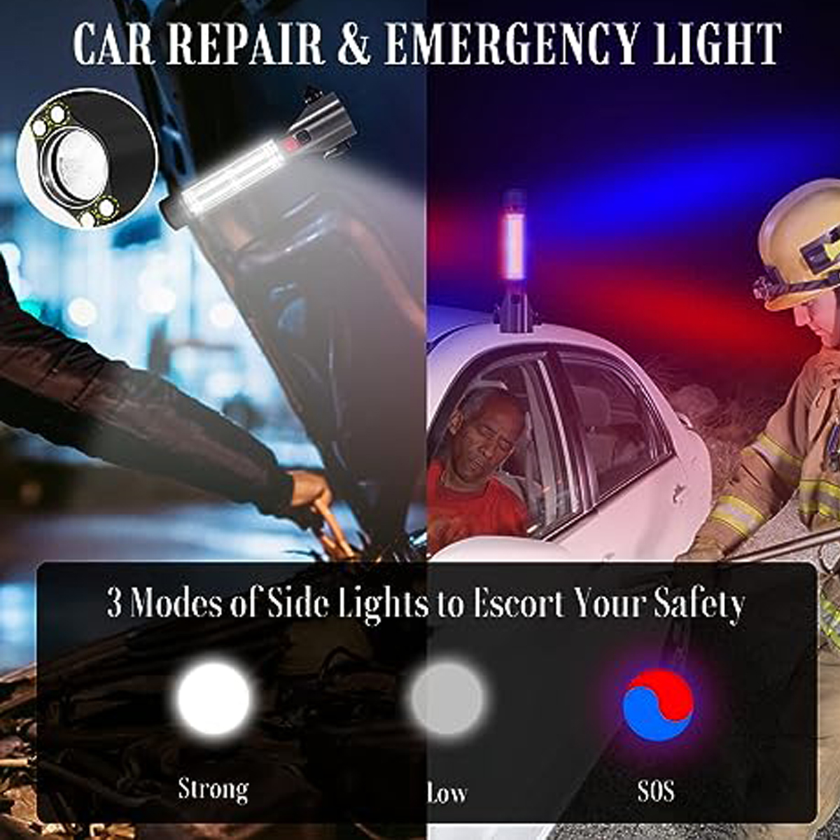 Solar Car Emergency Kit: Hammer, Flashlight, Seatbelt Cutter 3