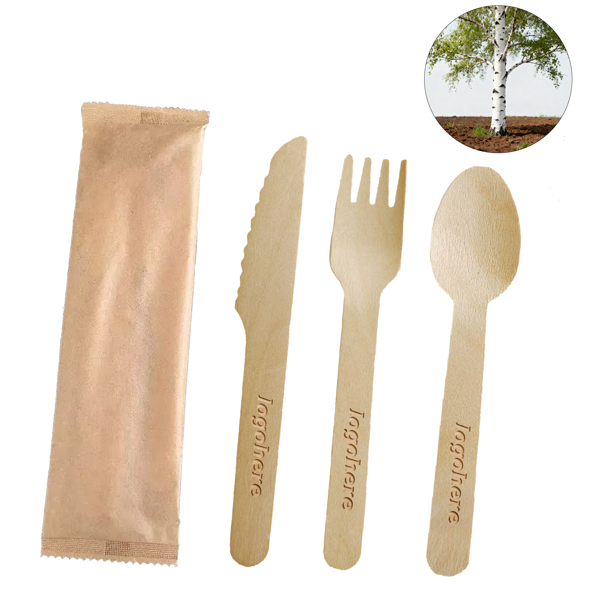 Custom Birch Wood Utensils Set 3