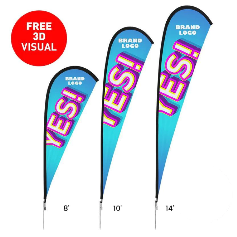 Premium 10' Teardrop Flag Kit (Double-Sided with Cross Base)