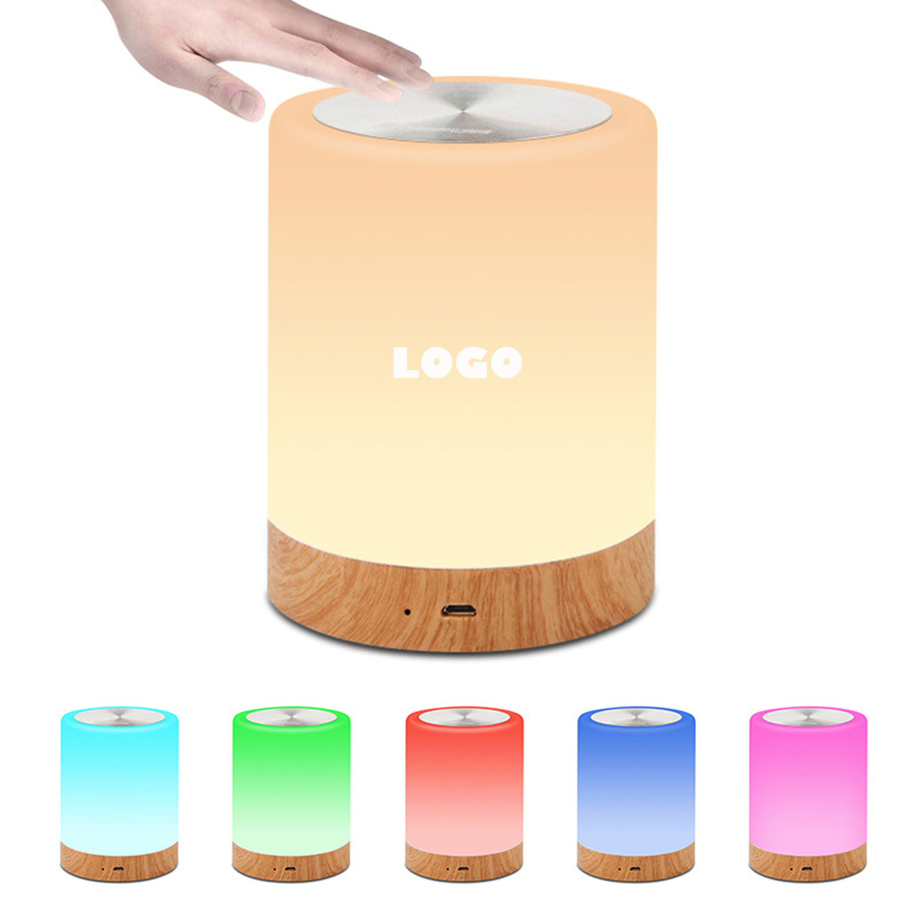 Wood Grain Touch Sensor Color Change Night Lamp 2