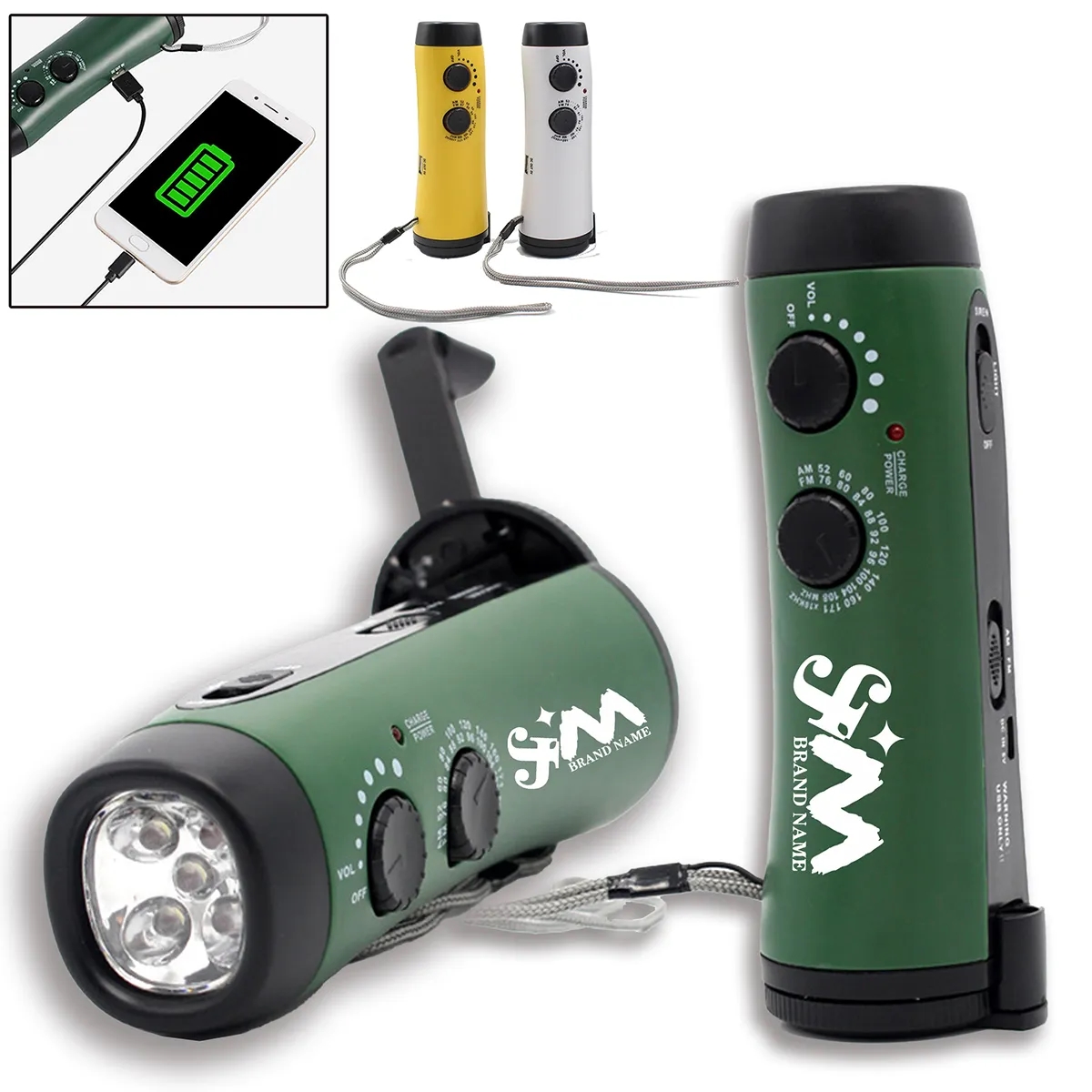 Portable Hand Crank Travel Camping LED Flashlight Radio 6