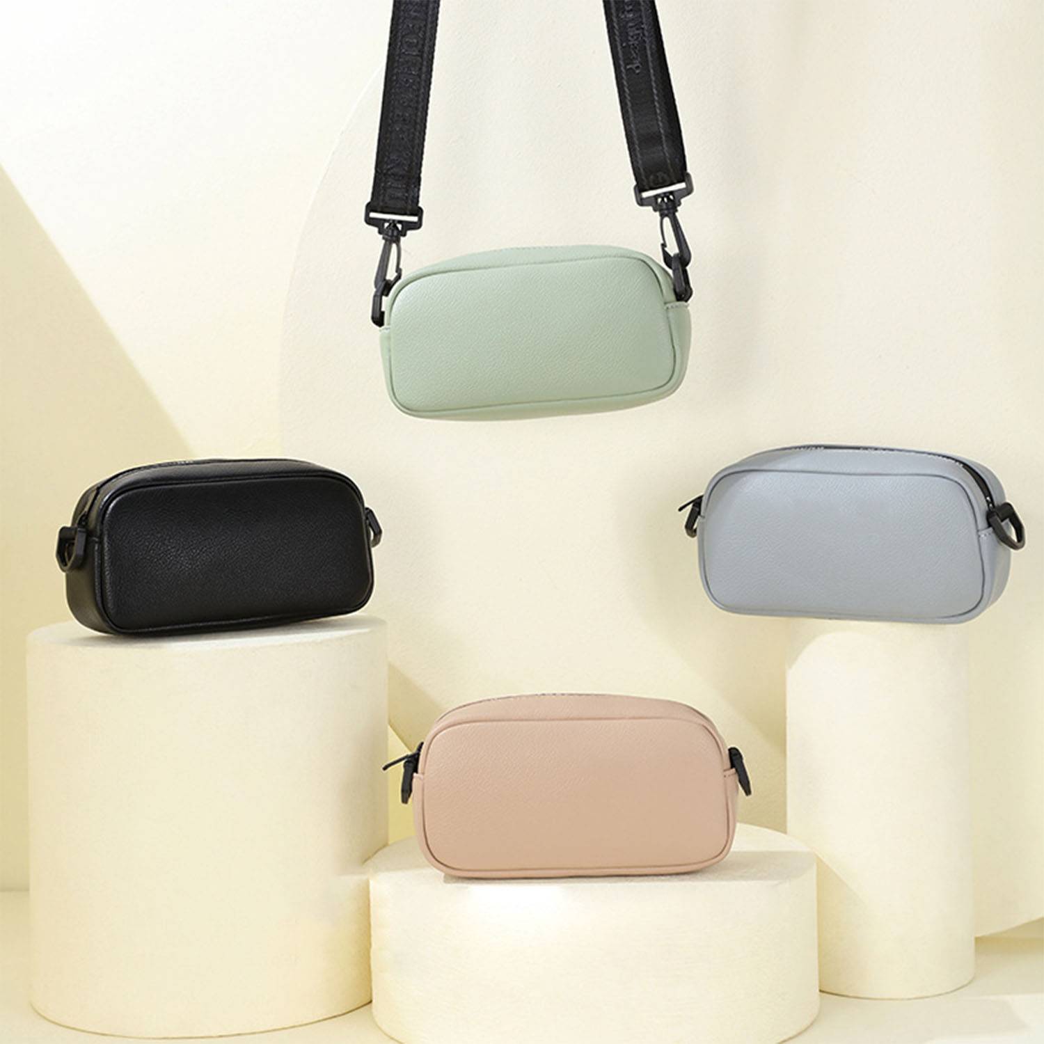 PU Leather Fashion Zipper Crossbody Bag 5