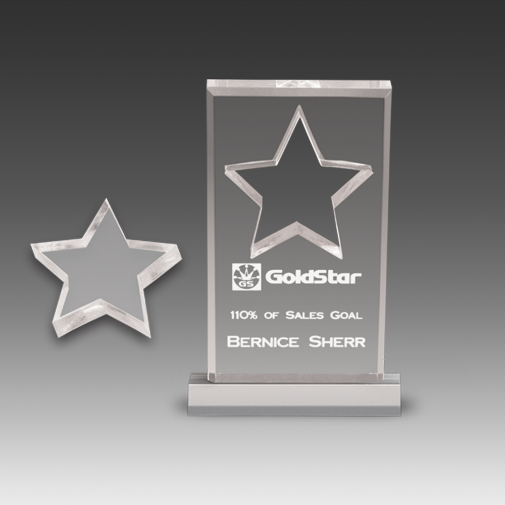 Star Cutout Acrylic Award w/Base (4"x6") 2