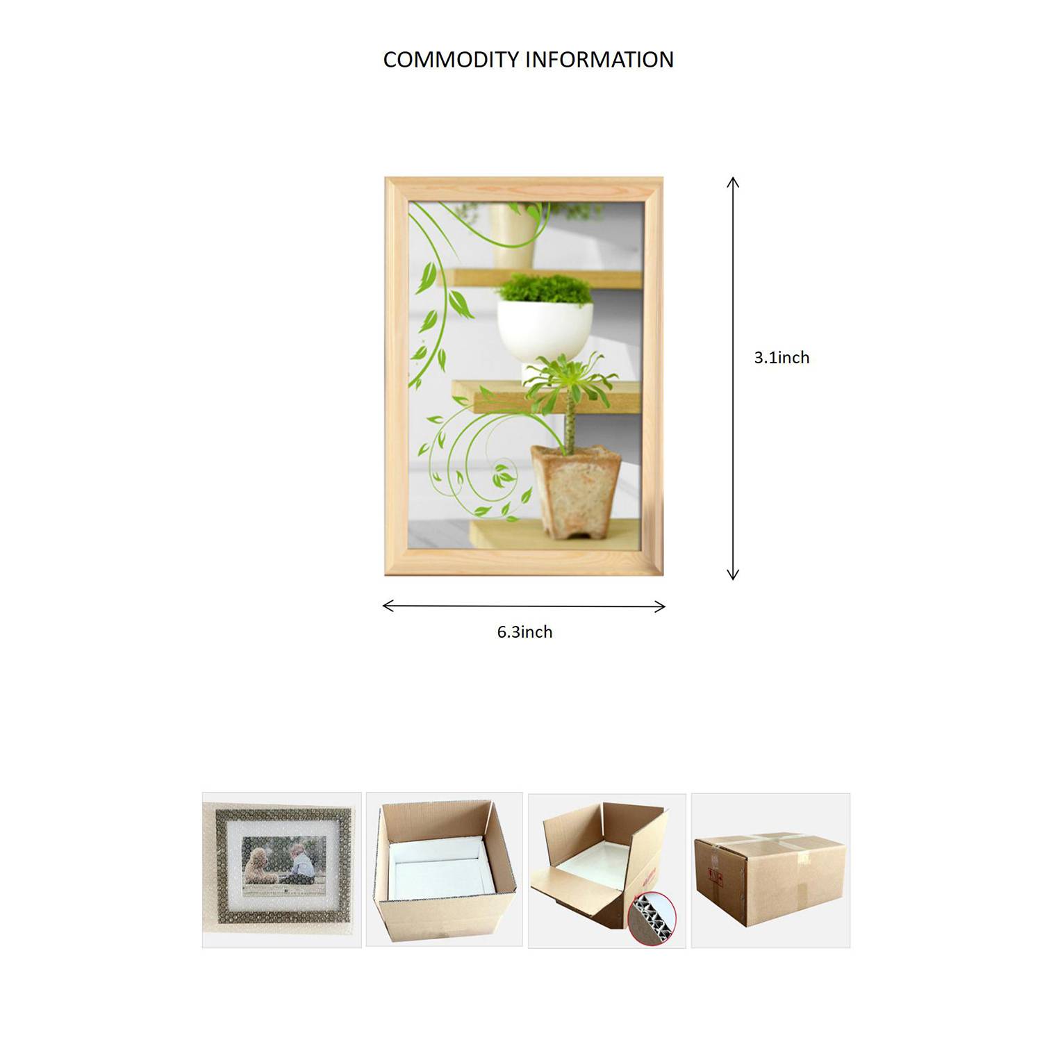 Solid Wood Picture Frame Hanging Wall Table 7 Inches 7