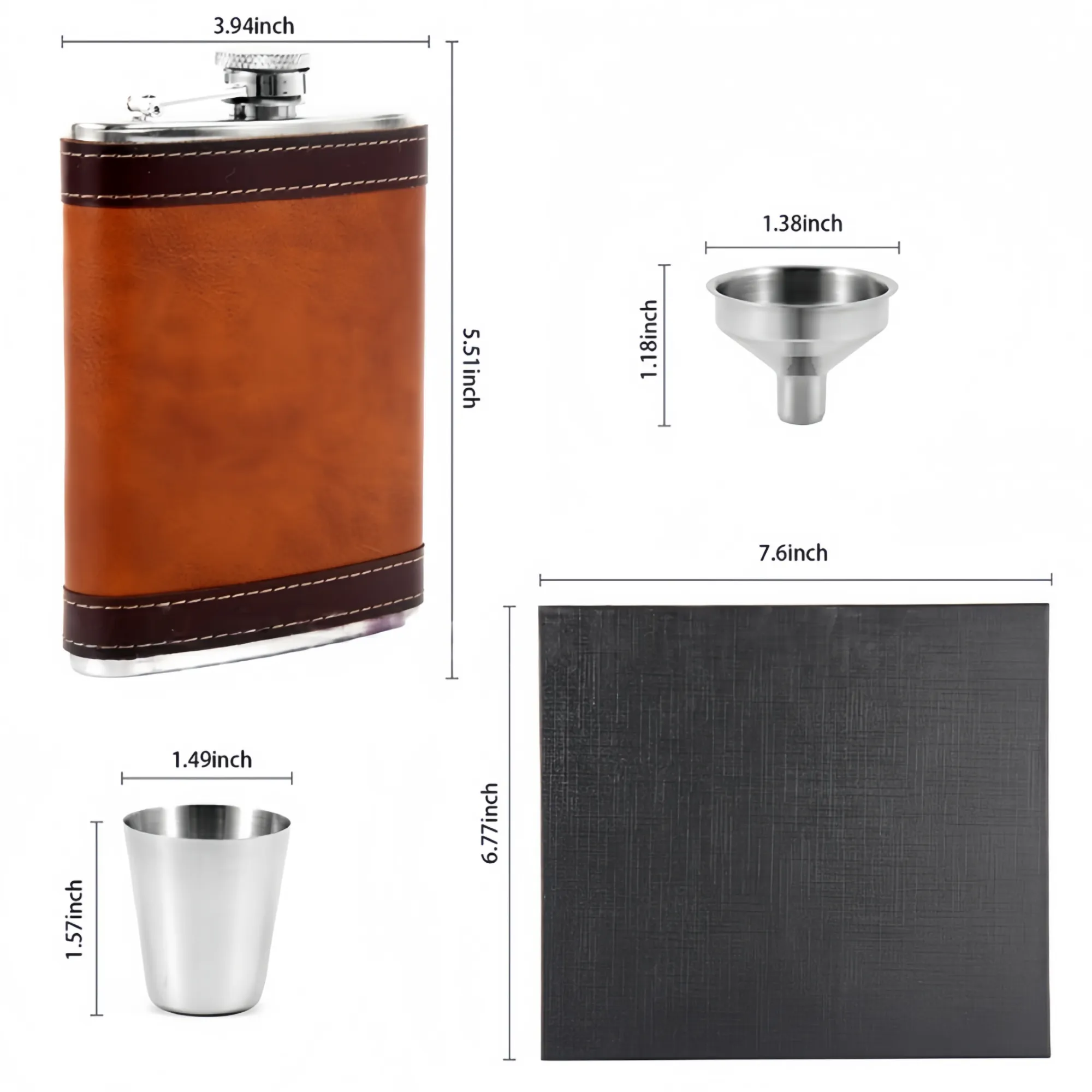 8oz Portable Stainless Steel Hip Flask Set Gift, custom water bottle with logo imprint 4