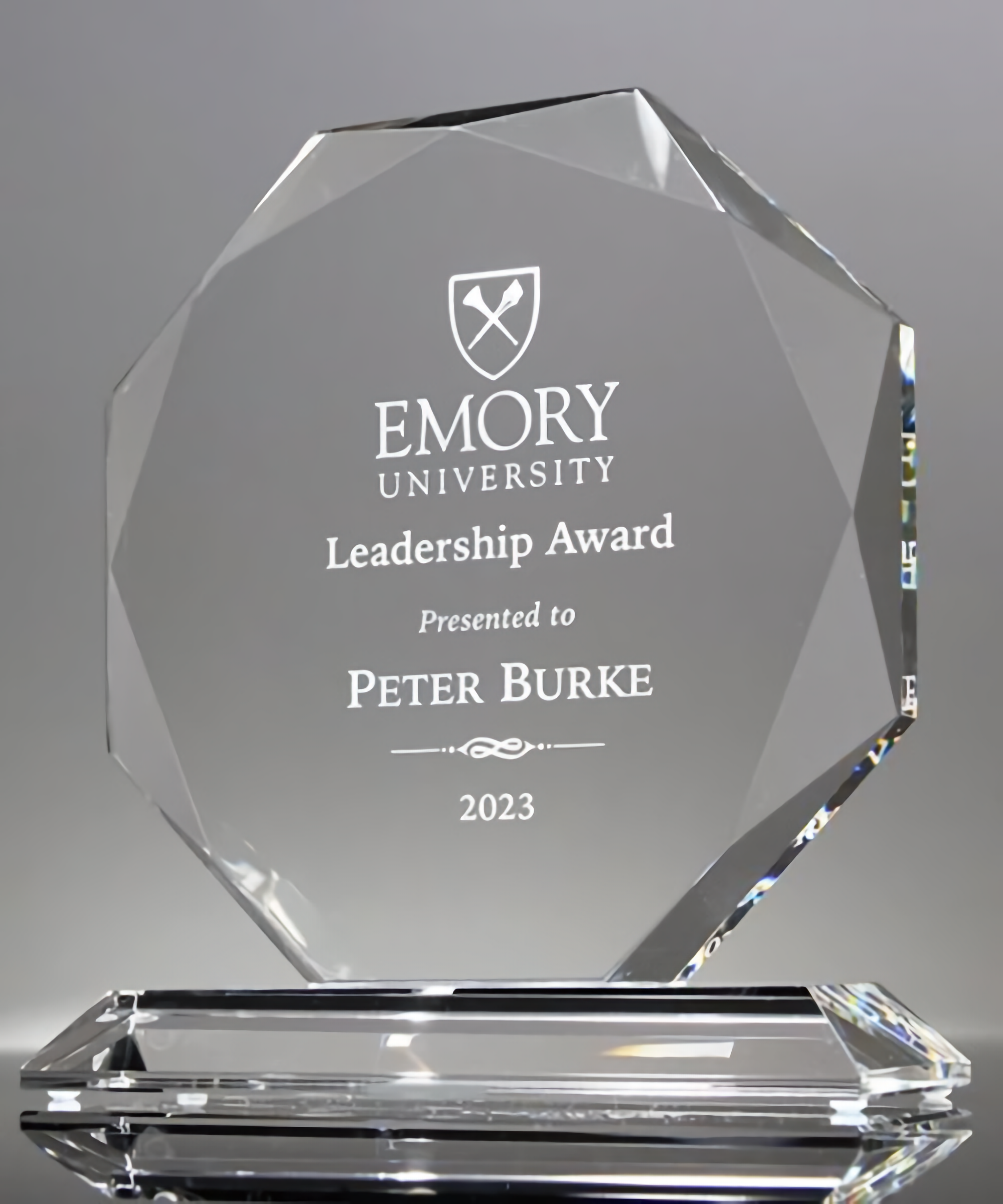 Optic Crystal Award  Beveled Edge Octagon on Clear Pedestal 6