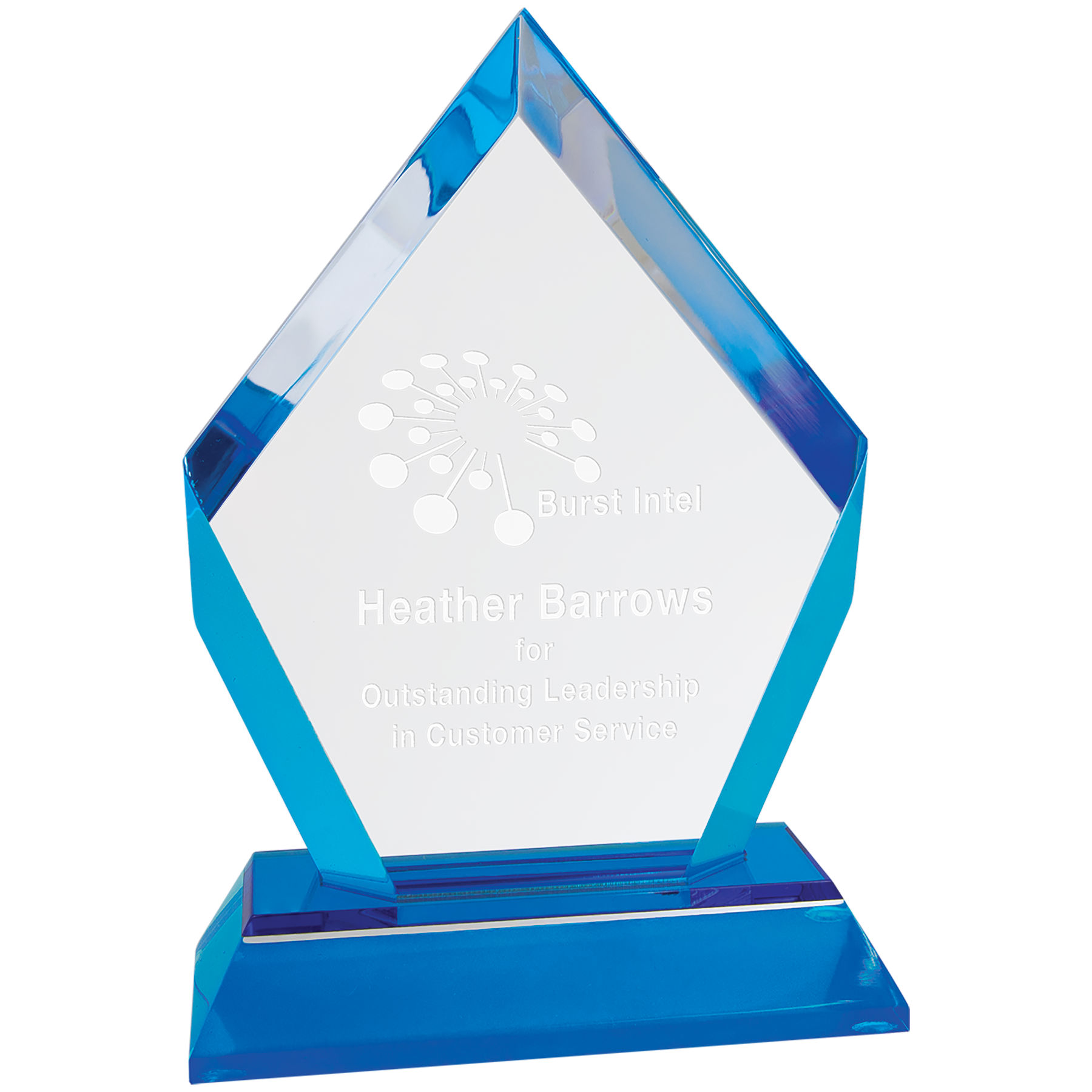 6" Blue Frosted Base Diamond Award
