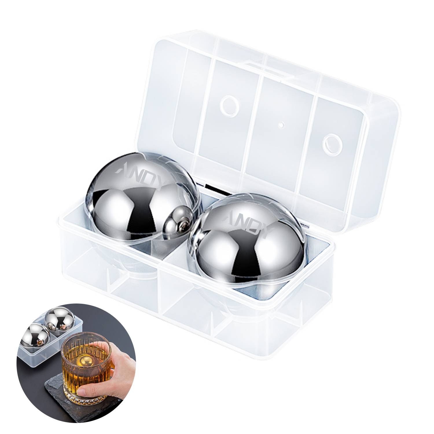 2 Pack Reusable Ice Ball Stones 3
