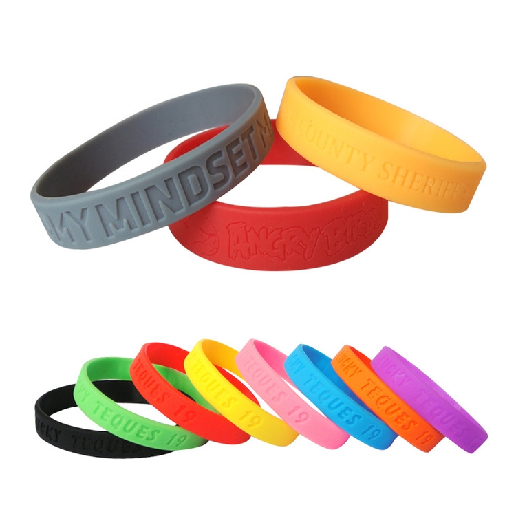 1/2" Debossed Silicone Bracelets without color filled 1