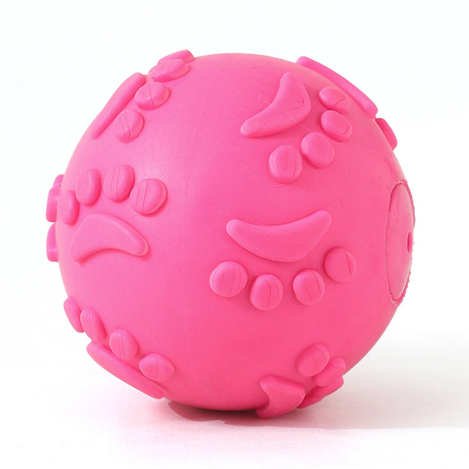 Interactive Dog Chew Ball—Rubber Toy with Footprints Design 1