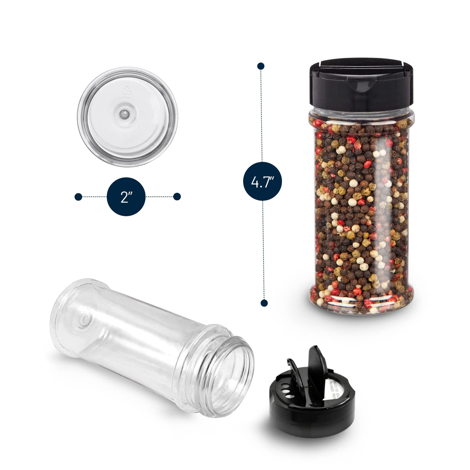 Plastic Spice Jars with Black Cap 2