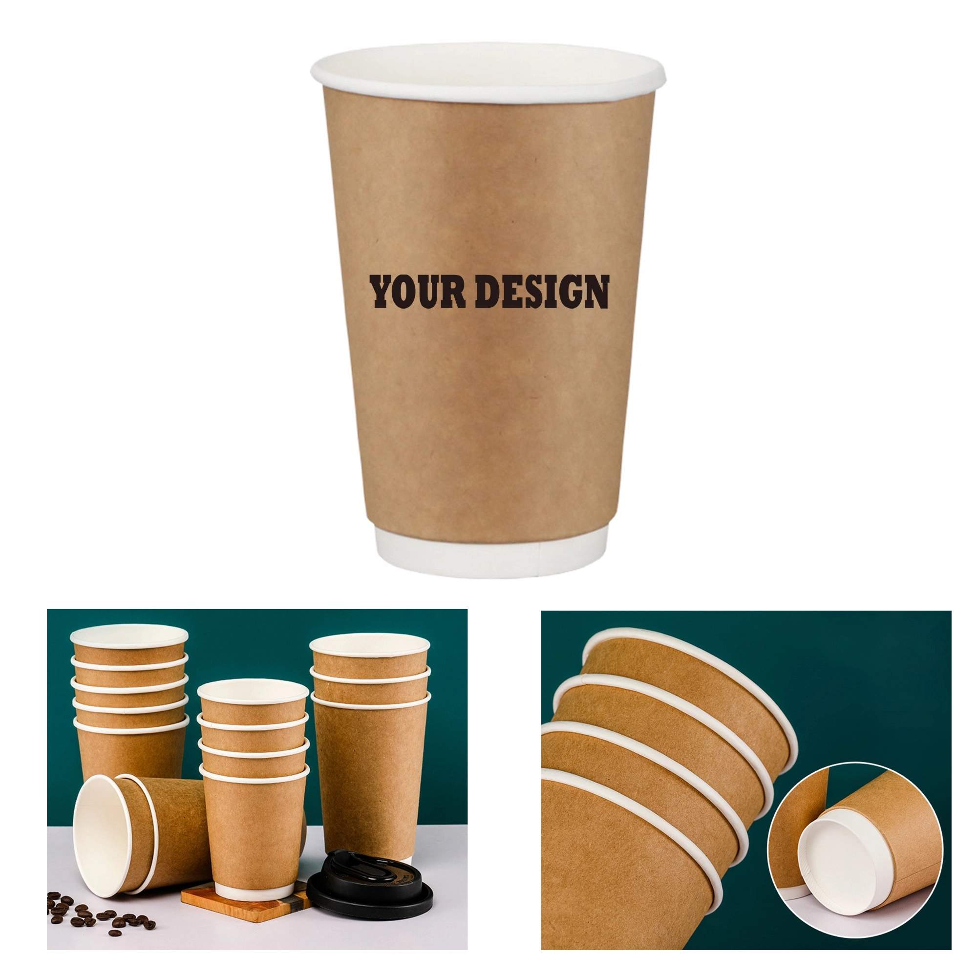 12 oz Double Walled Sleeve Kraft Paper Coffee Cup 3
