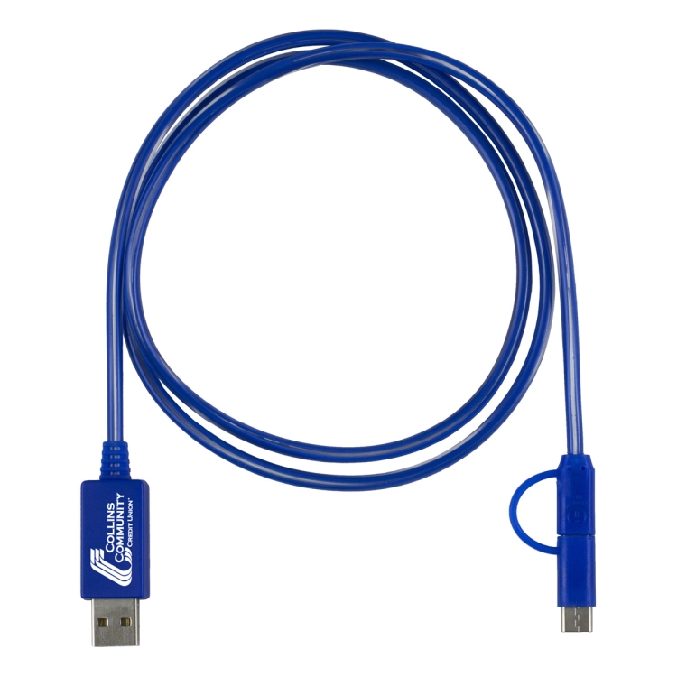 "Payson" 3-in-1 LED Lighted Cell Phone Charging Cable with Type C Adapter 15