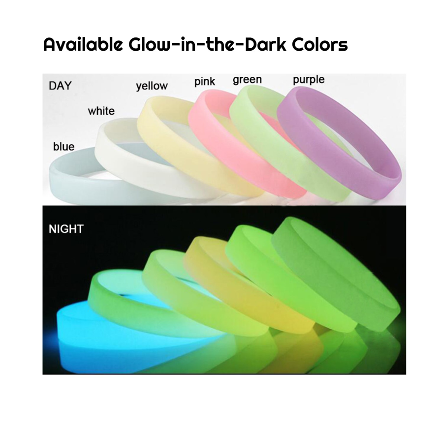 Glow in the Dark Silicone Wristband - 1/4" band