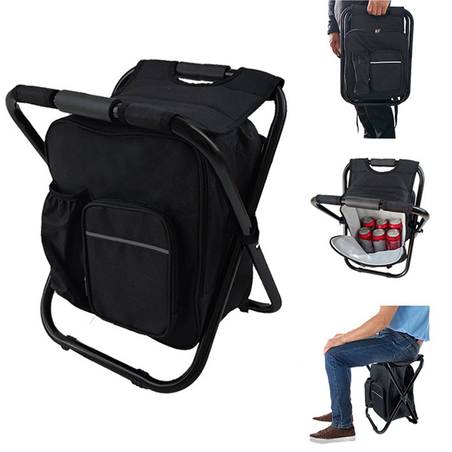 Portable Oxford Insulated Cooler Bag Foldable Camping Chair 8