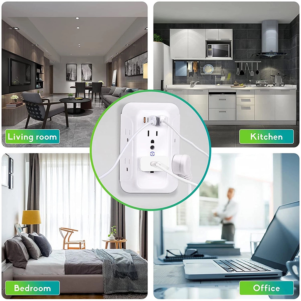 USB Wall Outlet Extender Surge Protector 5