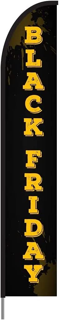 Black Friday Sign - Feather Flag Swooper Banner Pole Kit Outdoor Business Advertising Display, 15ft 3