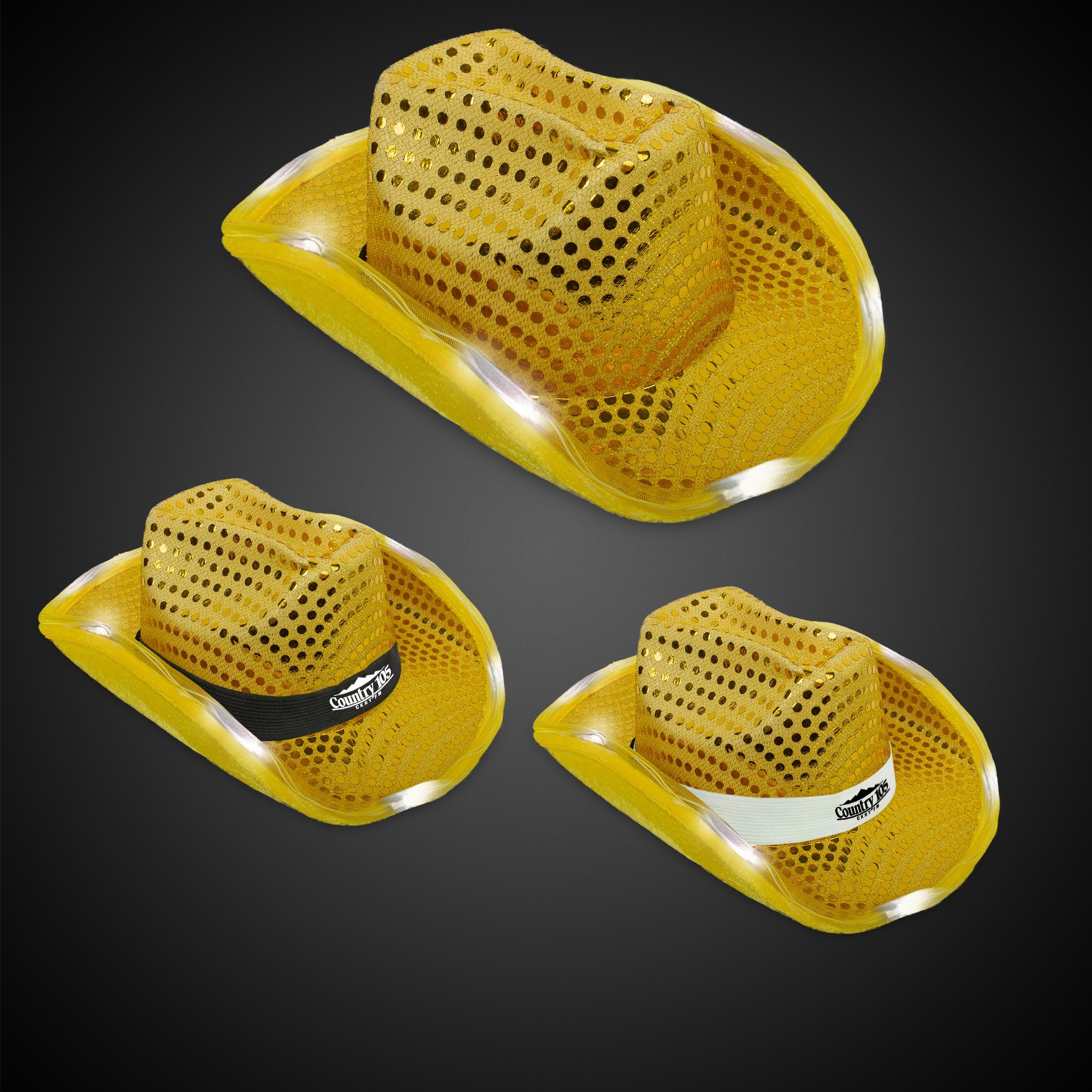 GOLD SEQUIN LED COWBOY HAT(Blank)