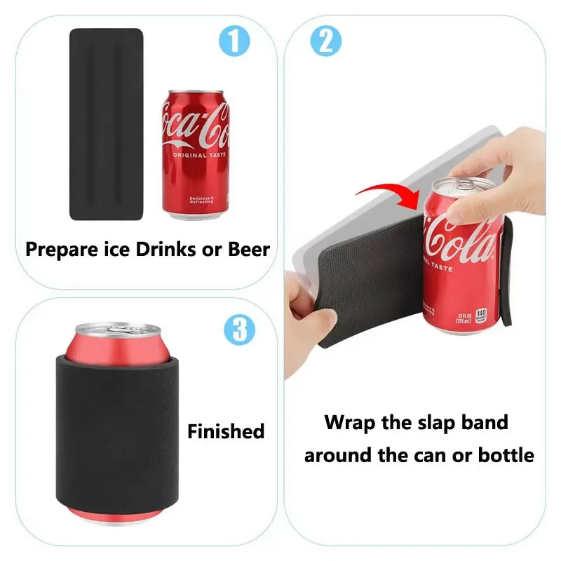Slap Wrap Neoprene Beverage Insulator, custom can cooler with logo imprint 9