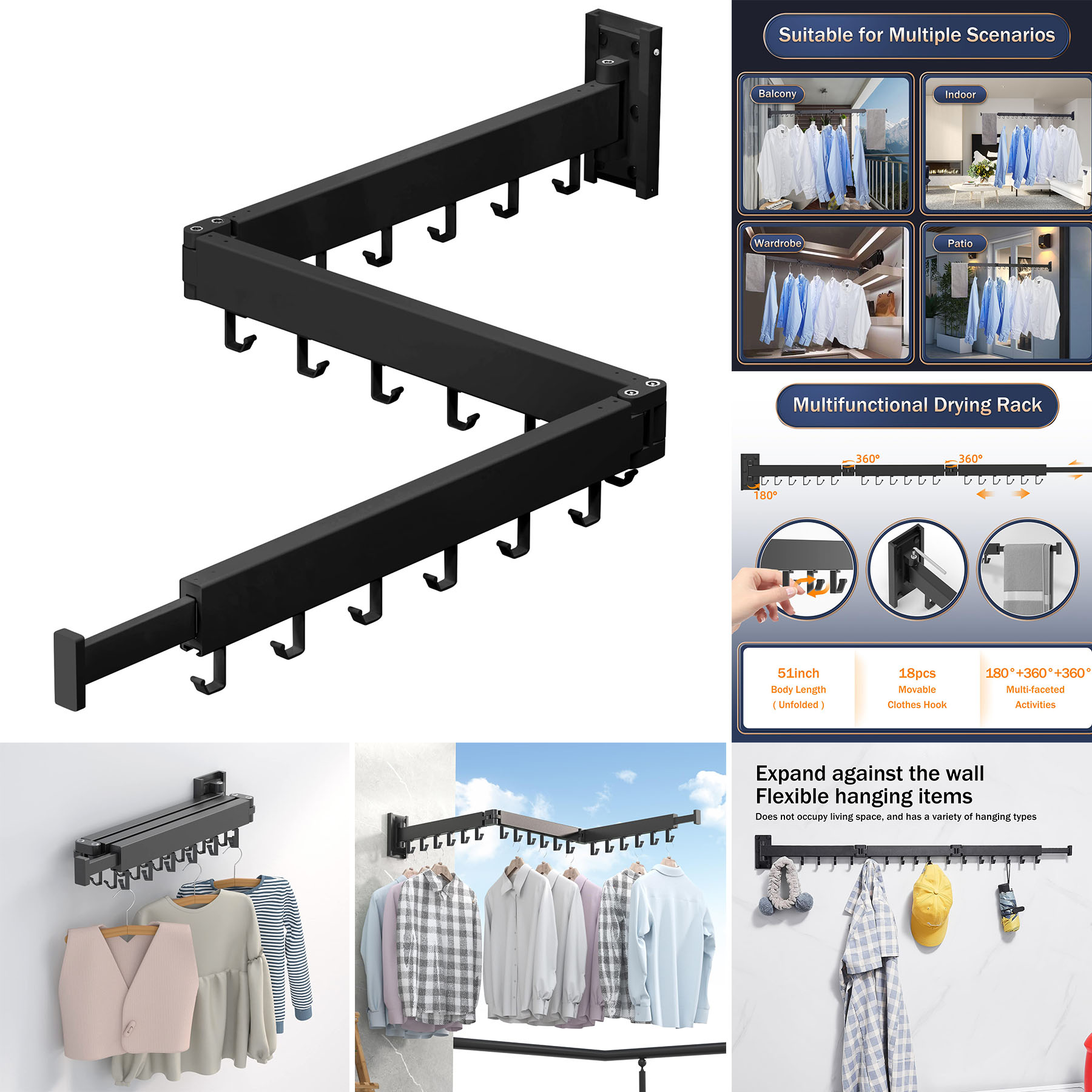 Wall Mounted Clothes Drying Rack 2