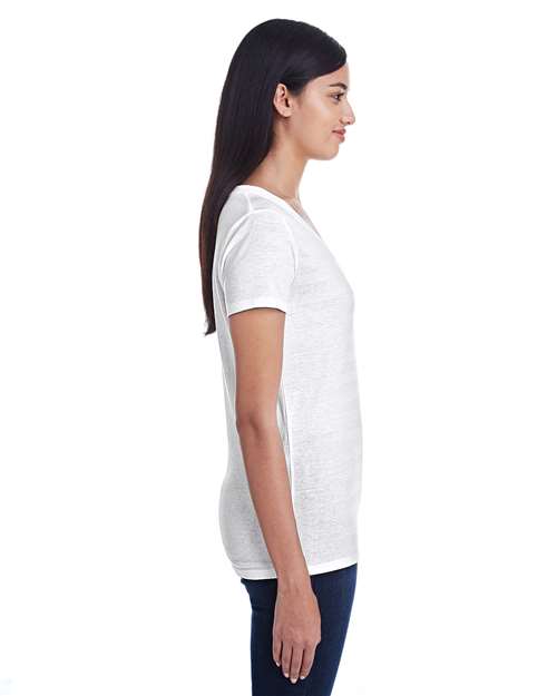 Women's Invisible Stripe V-Neck T-Shirt - 252RV 13