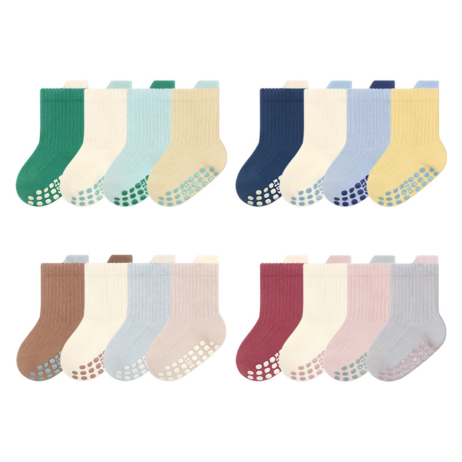 Anti slip adhesive loose mouth baby floor socks 4