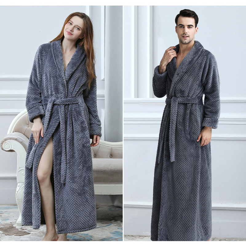 High Quality Breathable Women Men Fannel Warm Plush Robes 14