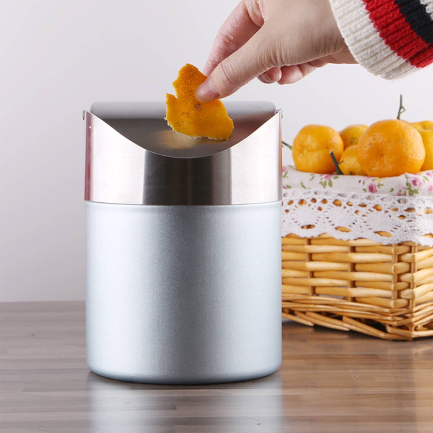 Stainless Steel Desktop Trash Can 3