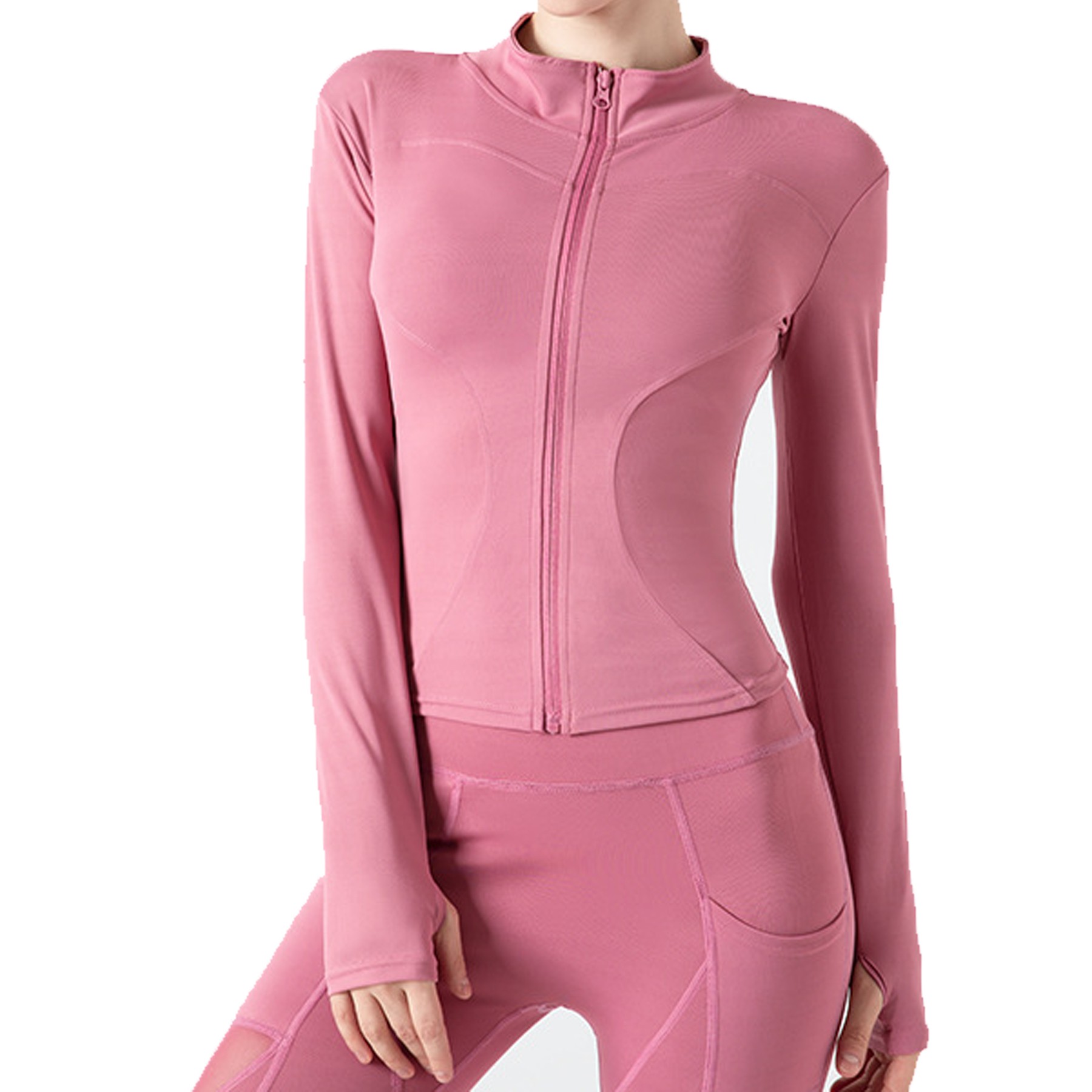 Women Lightweight Full Zip Slim Fit Yoga Sportwear 4